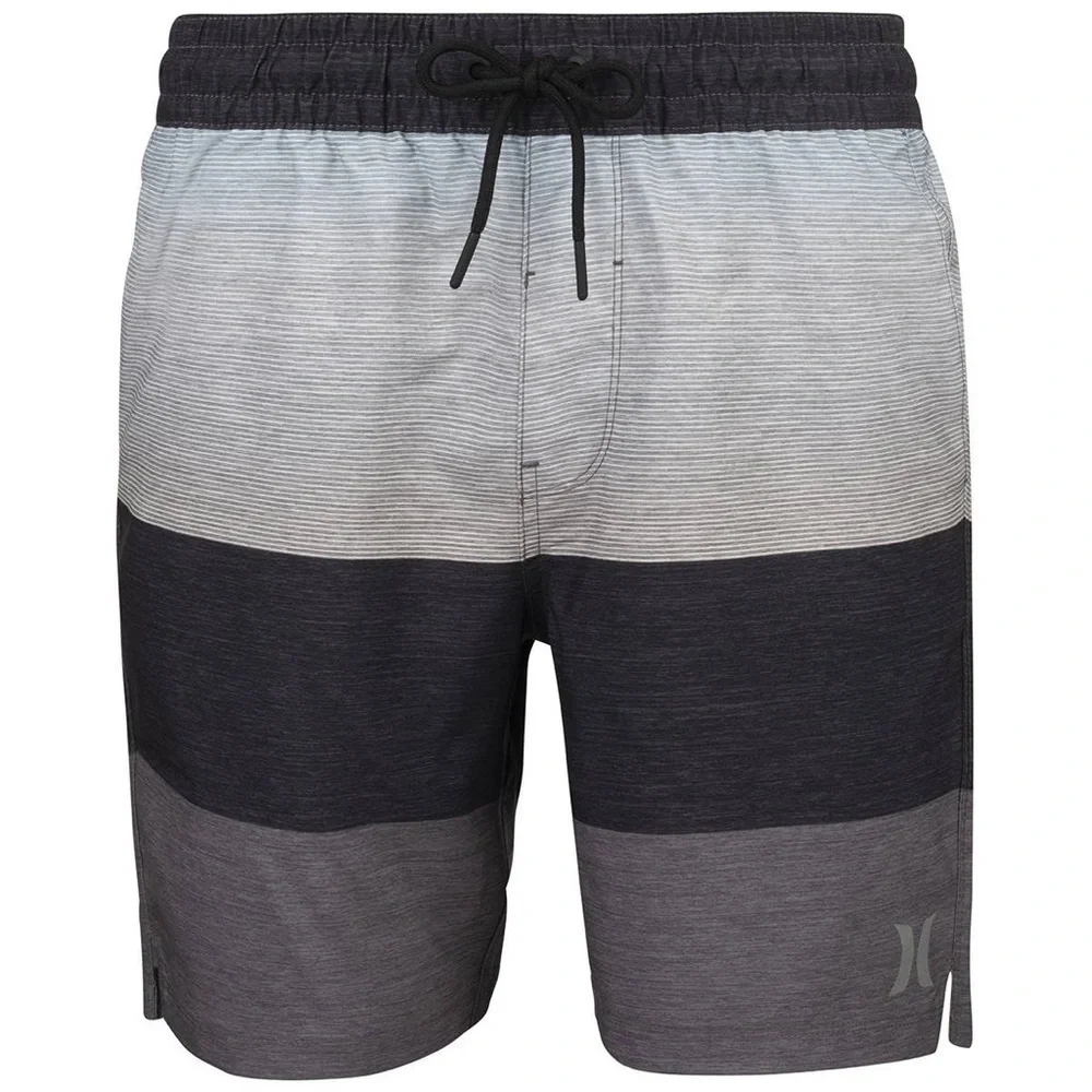 Men Hurley Color-block Gray-Black Drawstring Lined Swim Board Shots size Large